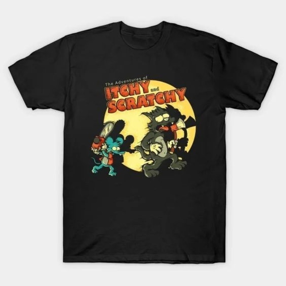 Itchy And Scratchy Graphics Tee, Anime Movie Graphics Unisex T-shirt